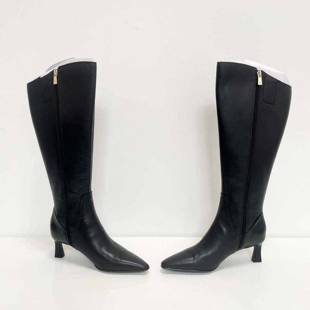 Black Leather Knee High Boots Pointed Toe NIB 7.5 Naturalizer Deesha Wide Calf